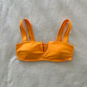 Aerie V Notch Bikini Top, Orange, Size M